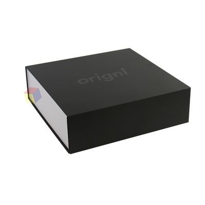 Buy Handmade Black Luxury Spot UV Shiny Logo Paper Box For Clothes Custom Magnetic Folding Packaging online manufacture