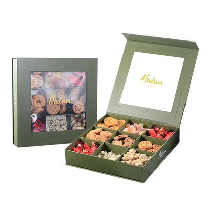 acheter Emballage de boîte à dessert de luxe fantaisie en papier avec fermeture magnétique et fenêtre pour baklava et douceurs online manufacture