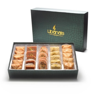 Custom Logo Luxury Empty Paper Food Sweet Turkish Baklava Boxes Gift Packaging With Plastic Tray