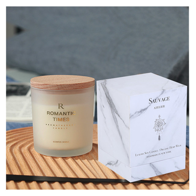 Luxury Custom Logo Marble Printed Lid and Base Rigid Boxes for Candle Gift Packaging