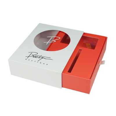 Pull Out Sliding Drawer Rigid Cardboard Paper Box Lipstick Set Gift Makeup Boxes Cosmetic With Clear Pvc Window