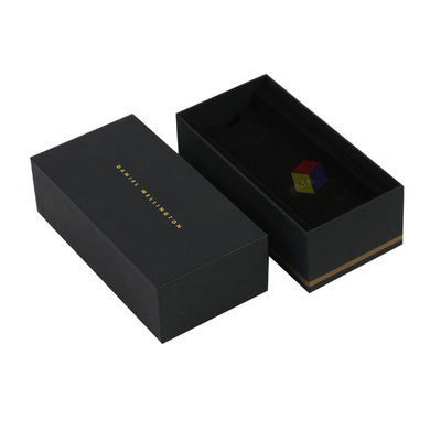Luxury Matte Black Rigid Paper Cardboard Packaging Lid And Base Gift Boxes Custom Foil Logo