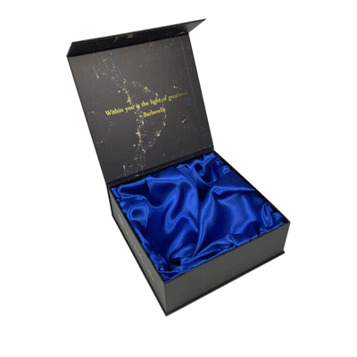 Custom Black Gift Packaging Magnetic Box with Silk and Gold Foil Printing