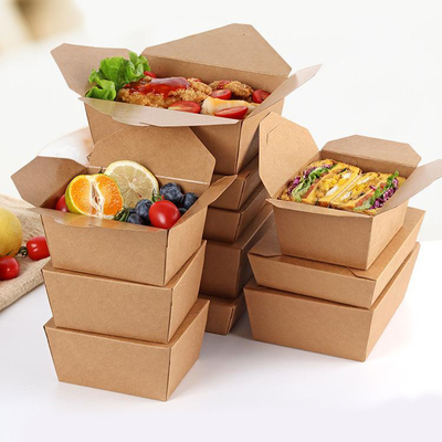 Custom CMYK Printing Kraft Cardboard Take Away Paper Box for Picnic Food Packaging