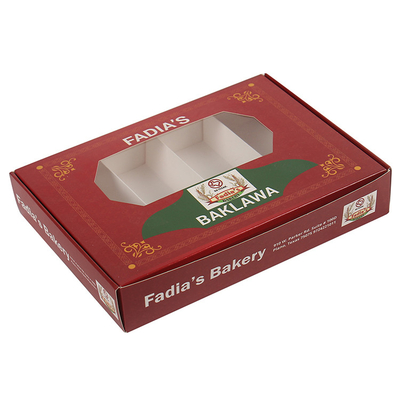 Custom Printed Paperboard Pastry Cookie Box with Dividers Custom Order Clear Window
