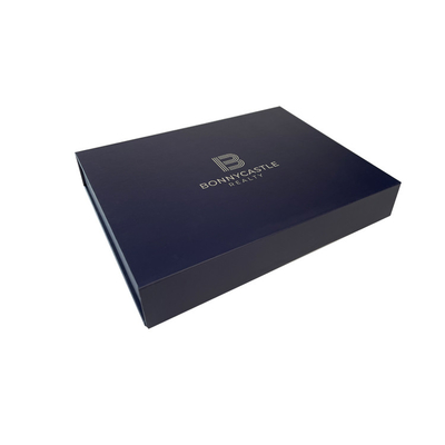 Professional Navy Blue Gift Boxes with Book Shape Design and Custom Logo Printing