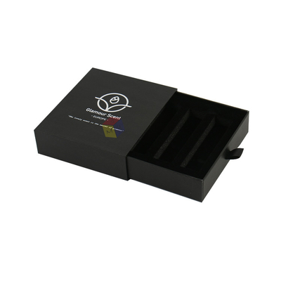 Matte Black Cosmetic Set Cardboard Gift Slide Drawer Box with Foam Insert Liner type Sponge