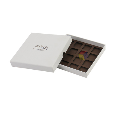 Custom White Square 2 Piece Paper Candy Chocolate Gift Box with Lid and Divider Slots