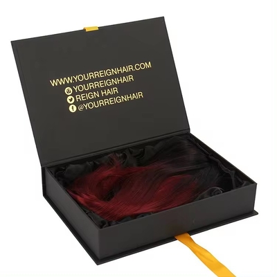 Matte Black Hair Extension Packaging Box Customizable Hair Bundle Box Packaging