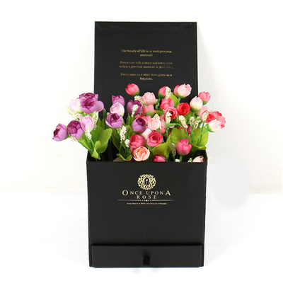 Square Cardboard Flower And Chocolate Gift Box With Drawer Design