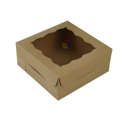 Food Grade Kraft Takeaway Bakery Cake Packaging Boxes with Clear Window and Custom Logo