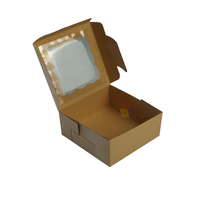 Food Grade Folding Cake Boxes With Window Paperboard Material Recycled