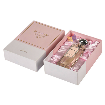 Customizable Cosmetic Packaging Box Rigid Cardboard Perfume Bottle Box Packaging With Satin Insert