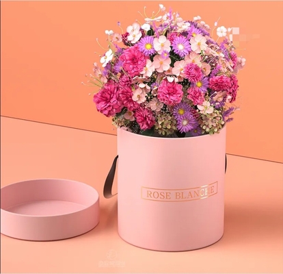 Handmade Custom Cylinder Flower Box Valentine'S Day With Ribbon Handle