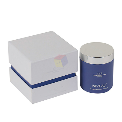 Lid And Base Custom White Cosmetic Paper Rigid Cardboard Glass Jar Boxes Packaging With Foam