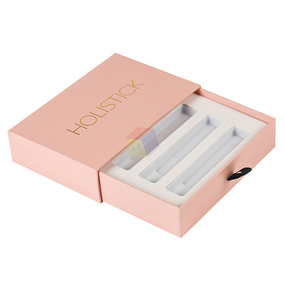 Recyclable Custom Cosmetic Packaging Box Sliding Drawer Essential Oil Paper Box With Plastic Tray