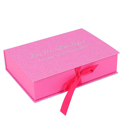Magnetic Folding Hair Extension Packaging Boxes Fashionable With Silk Satin