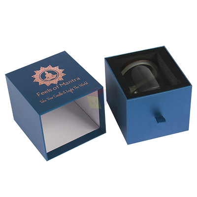 Handmade Rigid Cardboard Paper Custom Logo Luxury Sliding Drawer Scented Candle Gift Box Packaging With Foam Insert