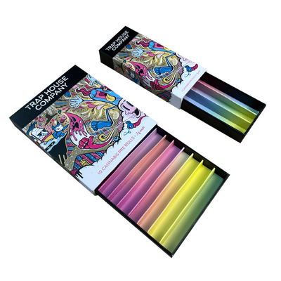 Child Proof Resistant Cigarette Paper Packaging Pre Roll Box Custom Print Pull Out Drawer With Paper Divider