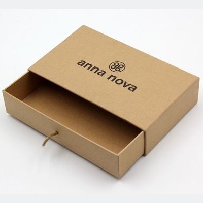 Brown Kraft Rigid Cardboard Small Gift Drawer Slide Paper Boxes Custom Logo Packaging