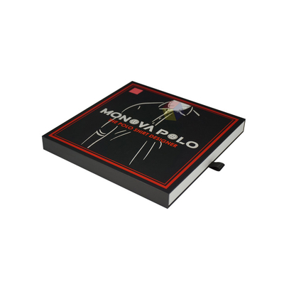 Premium Custom Logo Black Pull Out Slide Drawer Clothes Gift Tshirt Packaging Box Rigid Cardboard