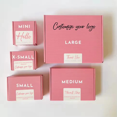 Custom Logo Printing Cardboard Shipping Mailer Box Pink Cosmetics Mailing Packaging Boxes With Raffias