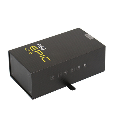 Magnetic Flap Closure Rigid Cardboard Luxury Black Packaging Gift Box With Paper Tray