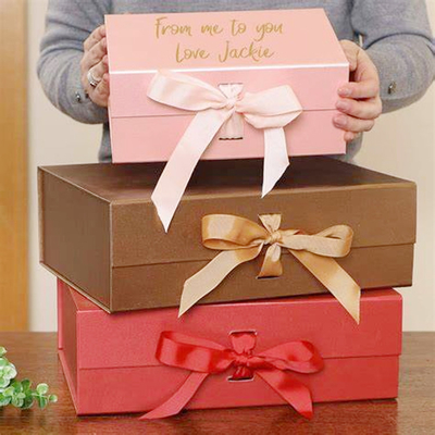 Book Shape Rigid Cardboard Magnetic Folding Closure Ribbon Gift Box Paper Packaging